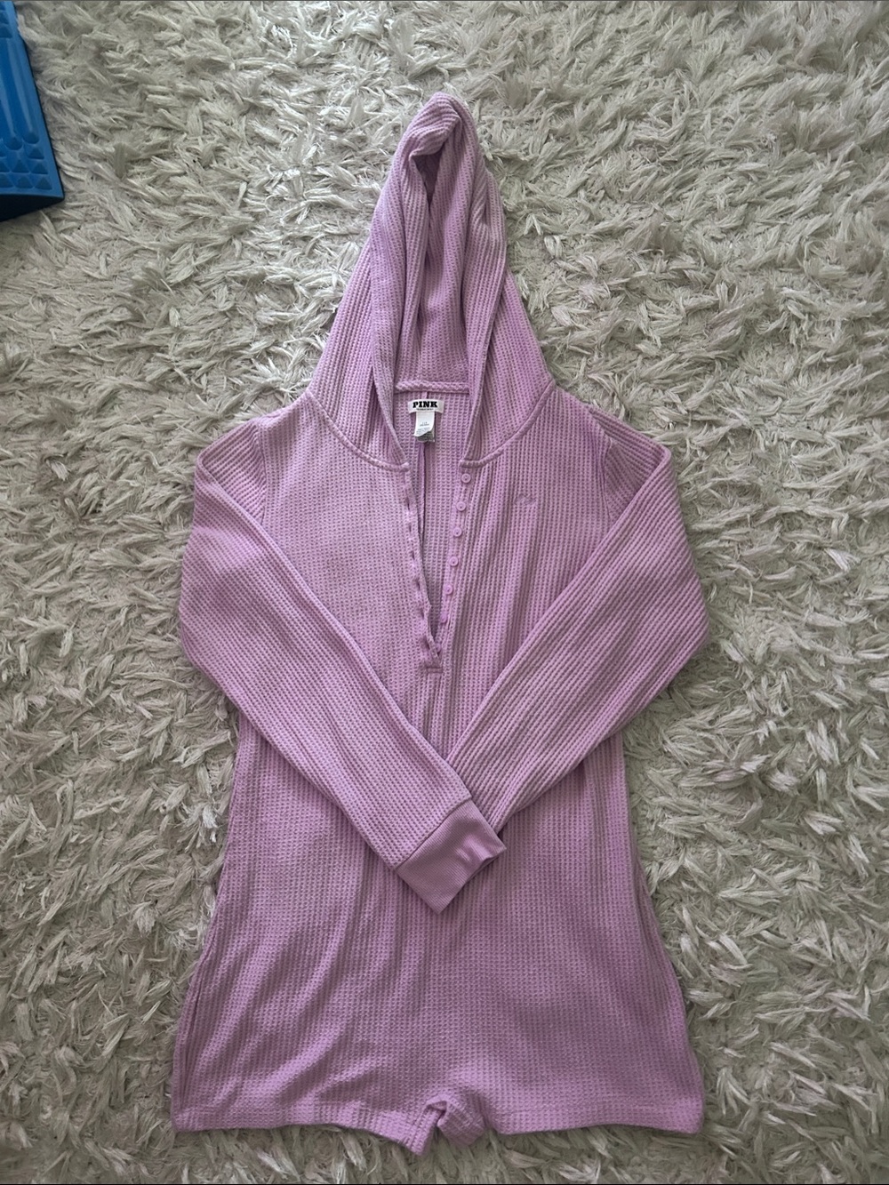 PINK Victoria's Secret Lavender Waffle-Knit Hooded Romper Dress